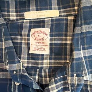 Brooks Brothers Plaid Madison Button-Down Shirt - Navy and White